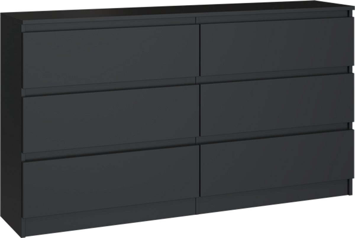 Ladekast 140 cm 6 lades zwart Zwart