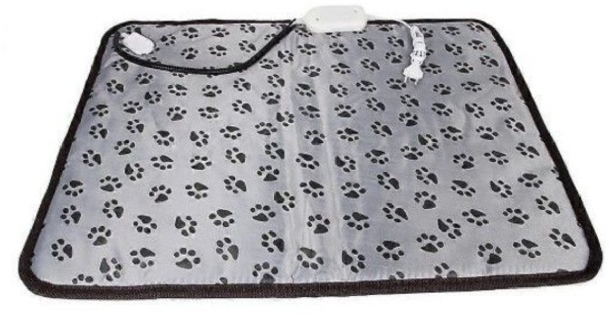 Topmast Heating Pad Verwarmingsmat - Voor Honden en Katten - 70 x 50 cm - Grijs met Voetprint - Met afstandsbediening