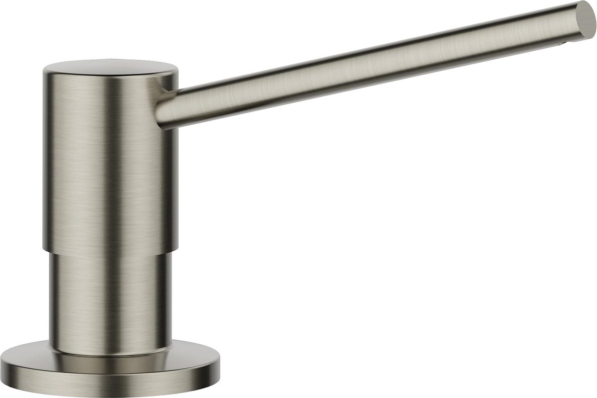 BLANCO TORRE afwasmiddeldispenser satijn platina | Geschikt voor alle BLANCO keukenkranen | Handige bovenvulling | Afwasmiddel | Zeepdispenser | 35 mm gat vereist | Flesinhoud 300 ml