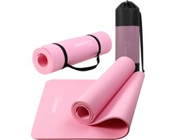 Hanamura Active Yoga Mat - Inclusief draagbare Opbergtas & strap - Fitnessmat van TPE Materiaal - Milieuvriendelijke Fitness Mat - 183x61 - Pilates Mat van 8 mm dik - Roze