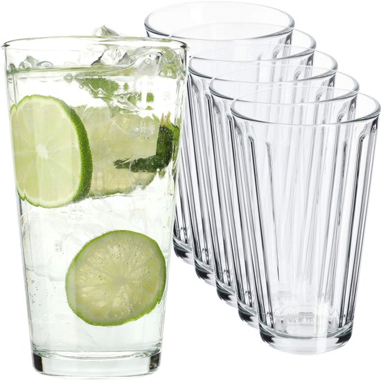 KADAX Drankglazen, drinkglazen van Neutrum-calciumglas, multifunctionele drinkglazen, waterglazen, universele glazen voor dranken, mojito, ijscafé (Amalia 360 ml, 6)
