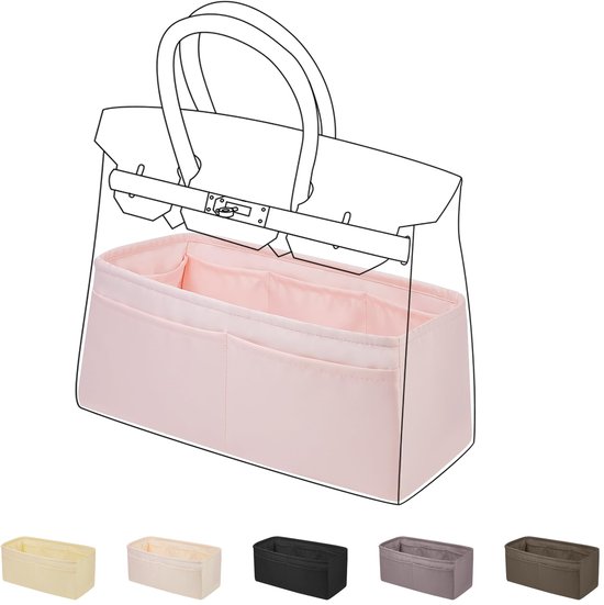 DGAZ Zijden tasorganizer voor LV Neverfull PM/MM/GM, zijdezacht aanvoelend, luxe handtas en draagtasvorm (Craie, MM