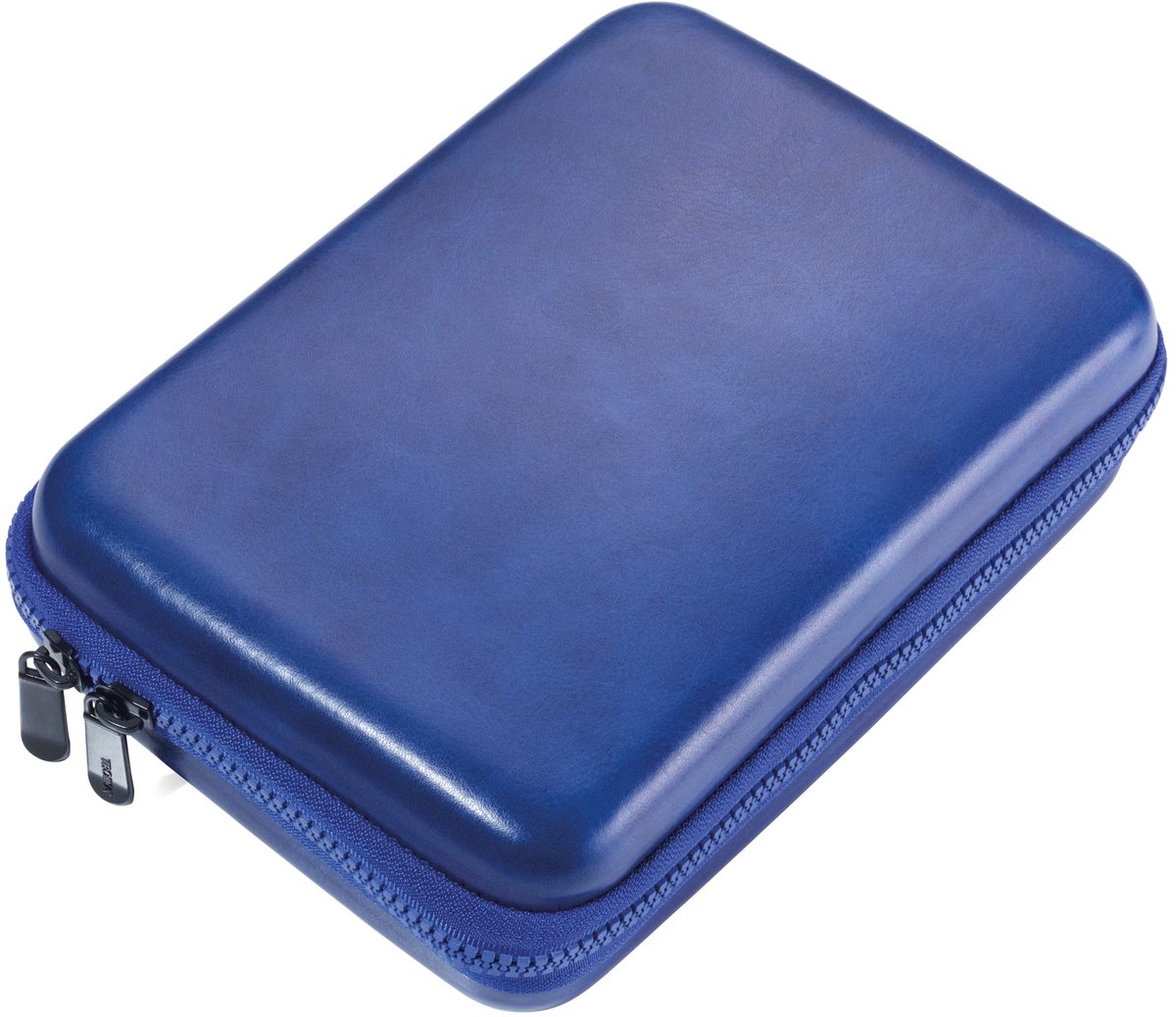 Troika organizer met rits, 3 binnenvakken, 6 elastische lussen, scheidingswand (binnenin), imitatieleer, fluweel, blauw/zwart