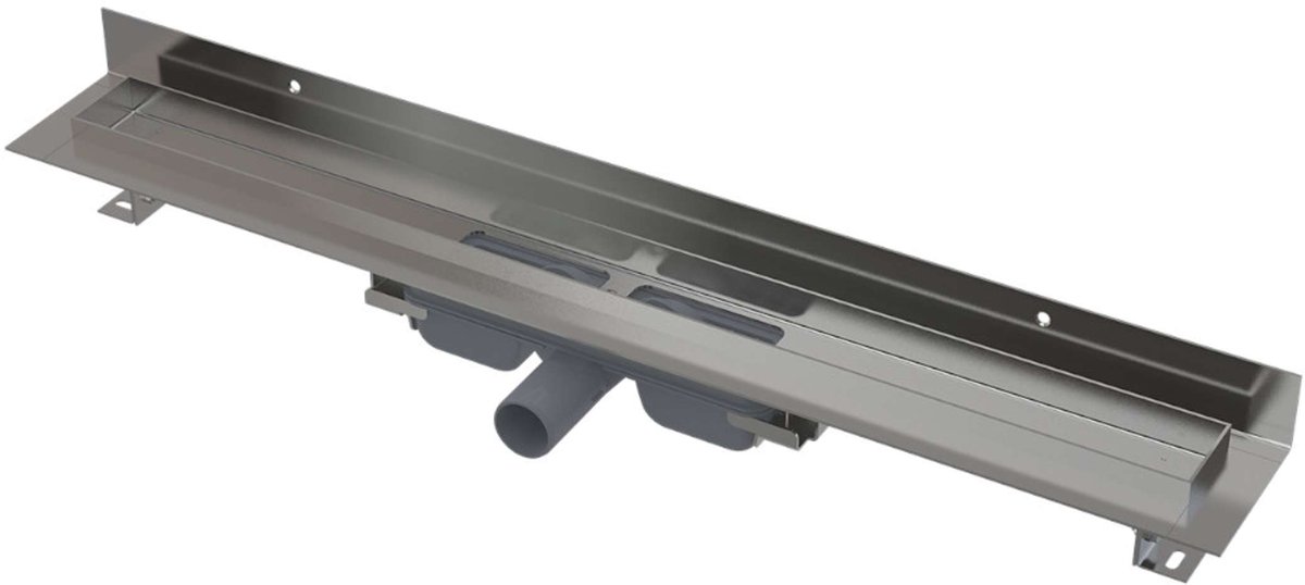 Alcadrain Douchegoten - Douchegoot Wall Low 75 cm, met rand voor vol rooster en vaste kraag aan de wand, roestvrij staal APZ116-750