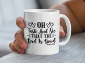 Tasse « Oh Taste And See », verset biblique, cadeau chrétien, Psaume 34 :8, inspiration, religion, personnalisée