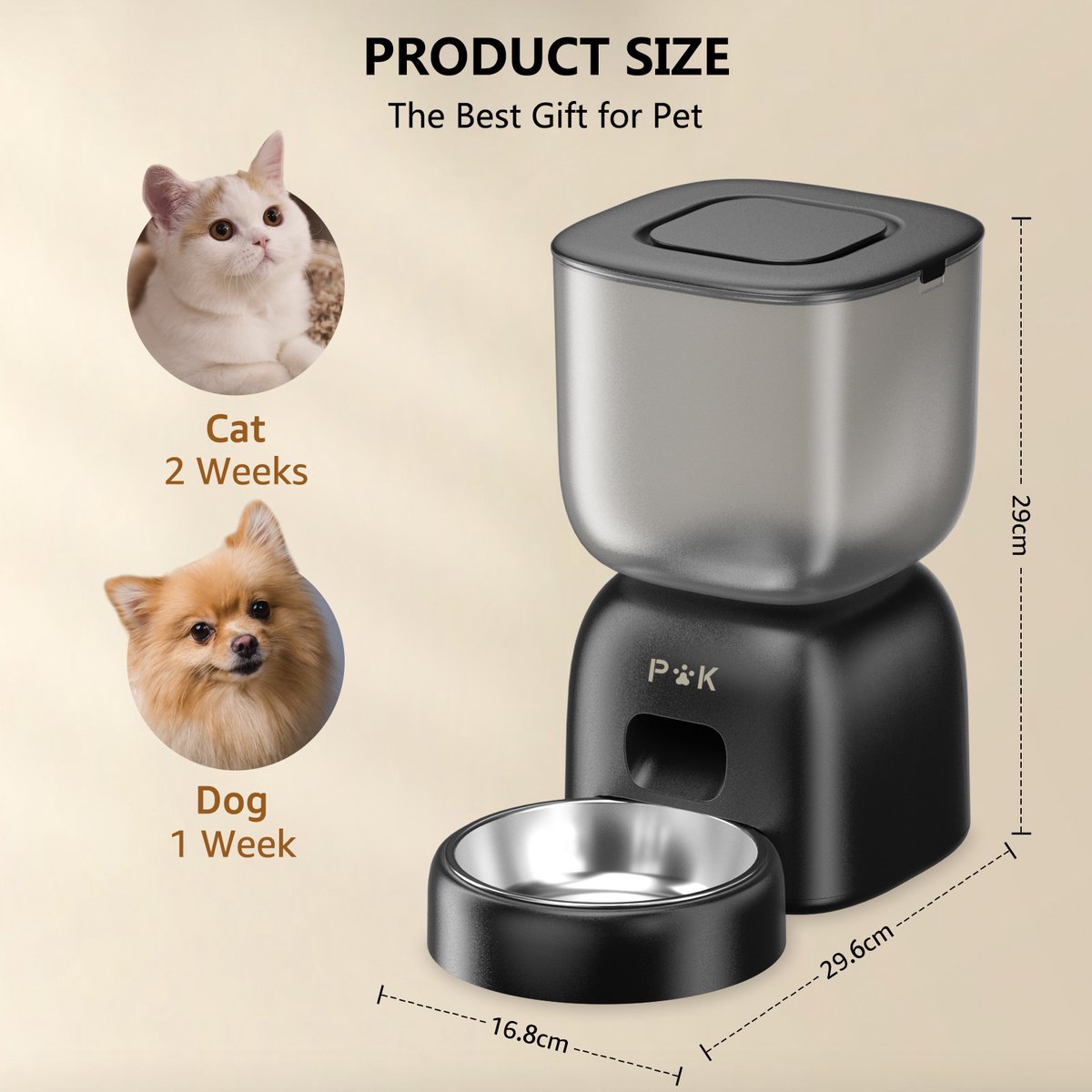 PUPPY KITTY Automatische Voerbak 3L Zwart met App - afbeelding 2