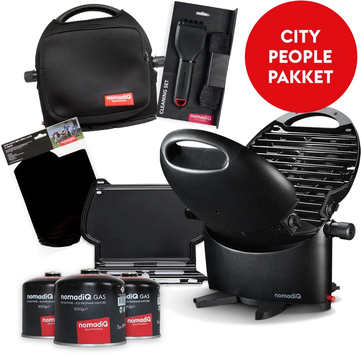 nomadiQ CITY barbecue pakket - de ultieme gas barbecue inclusief accessoires voor stadsmensen