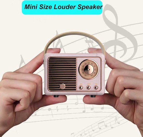 Retro bluetooth speaker- vintage decor - draagbare draadloze bluetooth speaker - Roze van Merkloos — afbeelding 2