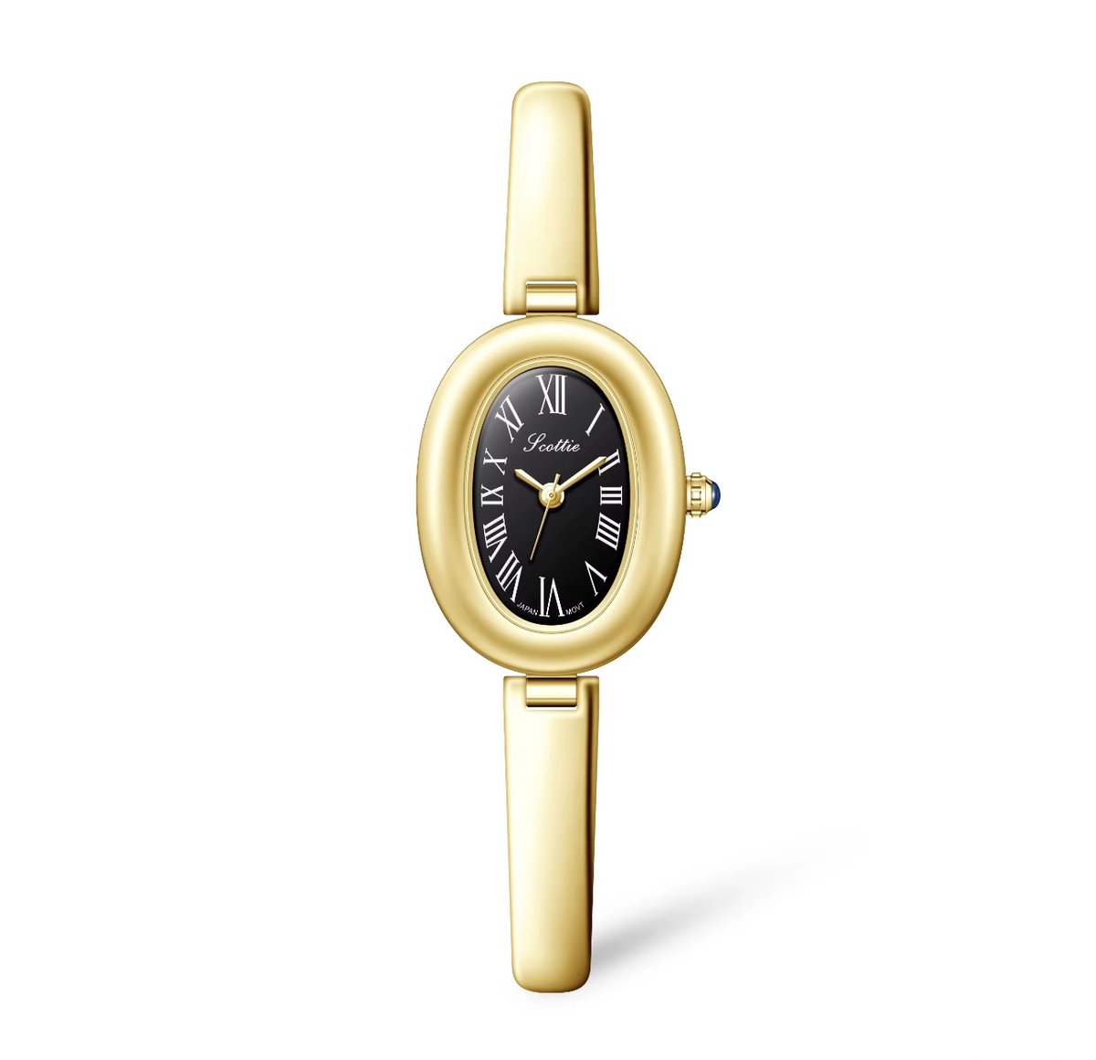 Scottie Dames Horloge ZwartGoudkleurig | Ovaal Plaat | Dames Horloges | Dames Sieraden | Horloges | Luxe Geschenkdoos |