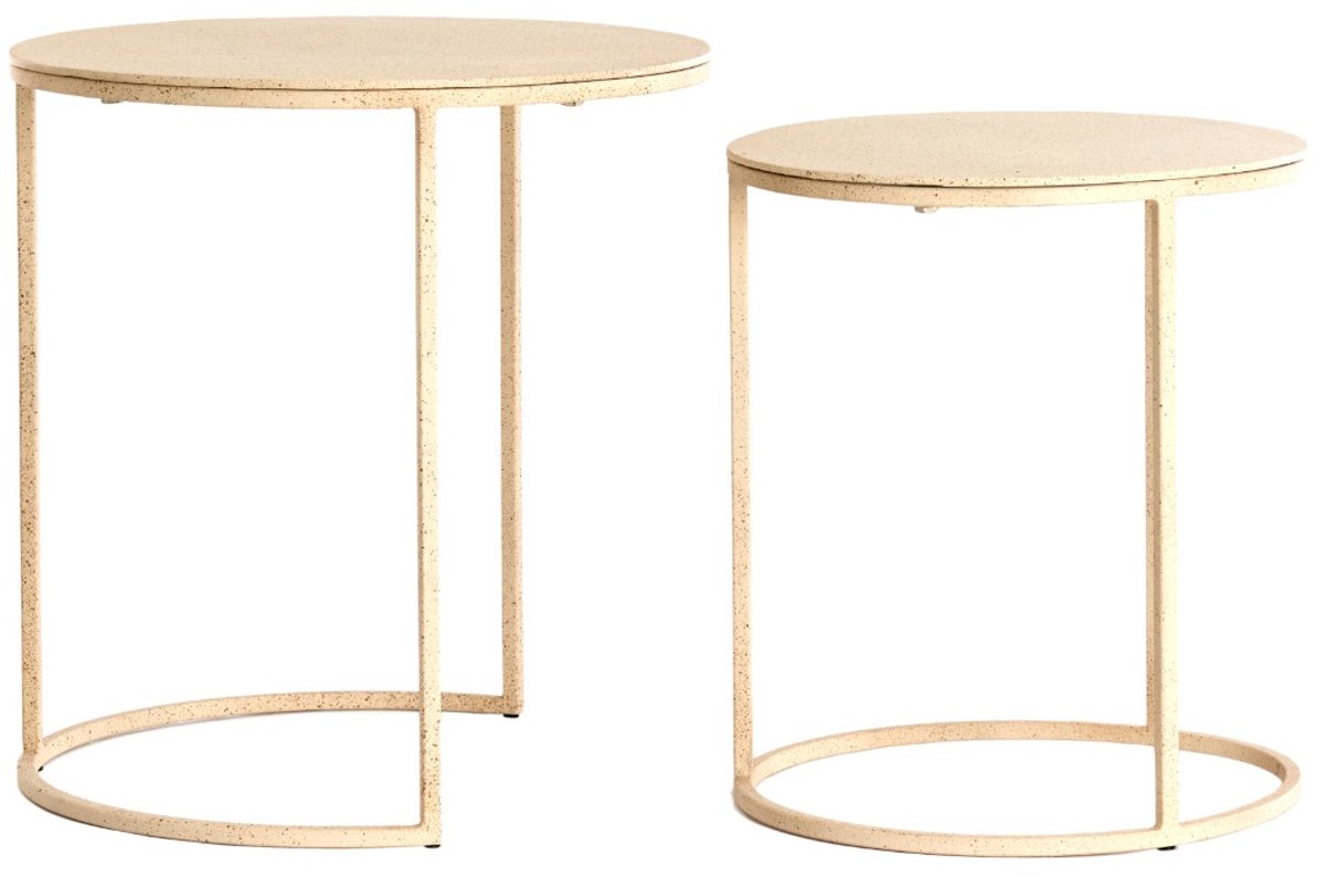 Bijzettafel Sadar - Bruin - Ø52x46cm + Ø50x40cm -