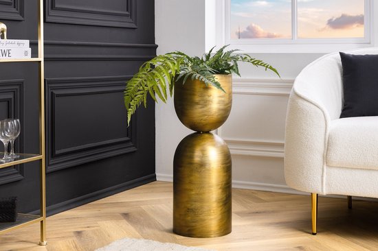 Vase moderne SANDGLASS L 55cm laiton fer fait main utilisable des deux côtés - 44870