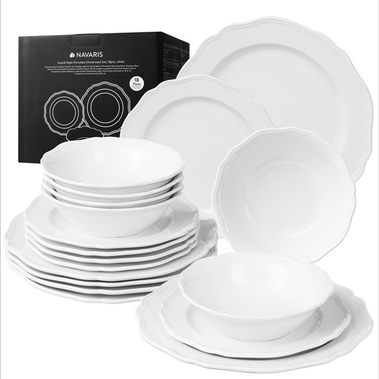 Navaris 18-delige Scandi serviesset - Porseleinen servies 6 persoons - Diner borden ontbijtborden en kommen - Magnetron en vaatwasserbestendig - Grijs Navaris 18-delige Scandi serviesset - Porseleinen servies 6 persoons - Diner borden ontbijtborden en kommen - Magnetron en vaatwasserbestendig - Grijs