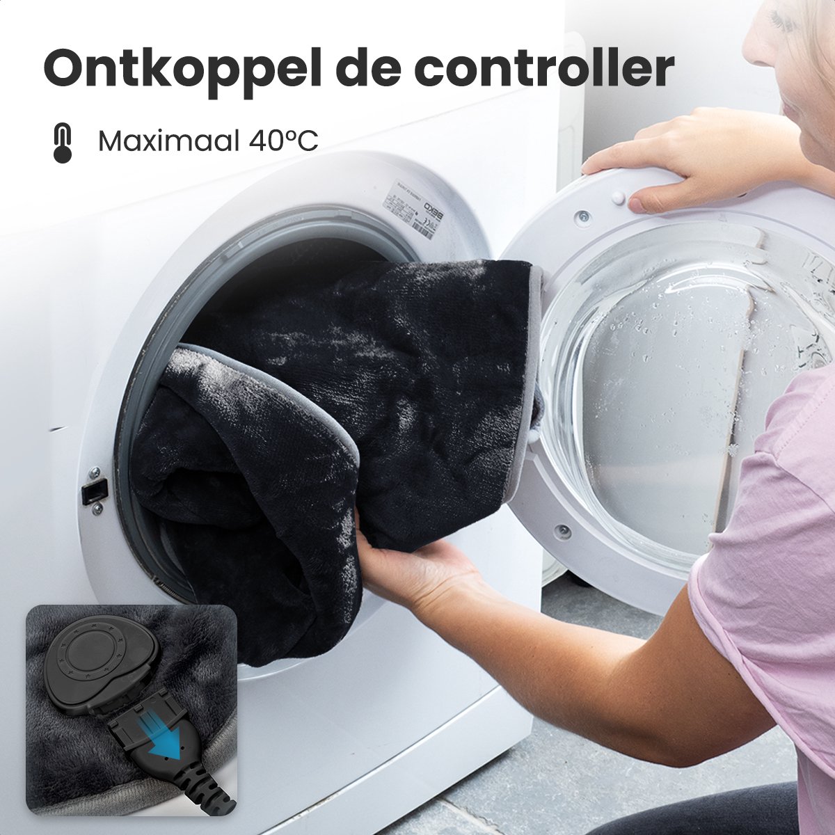 Auronic Warmtekussen - Elektrisch deken voor Nek, Schouders en Rug - Wasbaar - Energiezuinig - Verwarmingsdeken - Zwart – foto 5