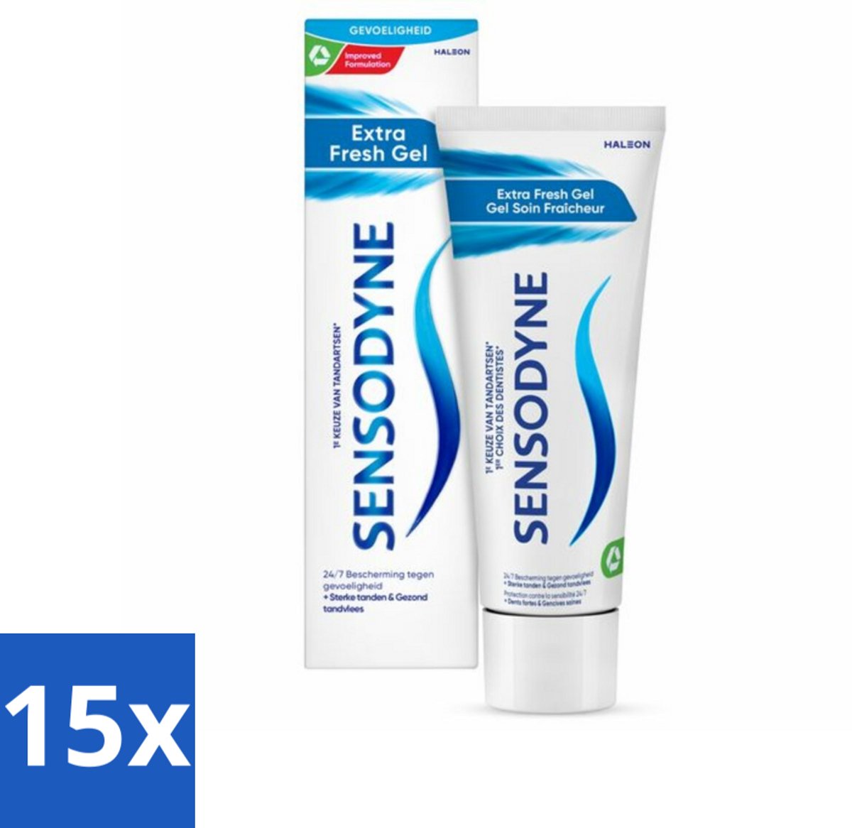 Sensodyne - Tandpasta - Extra Fresh Gel - Verfrissend - 75 ml - Bulkverpakking - 15 stuks