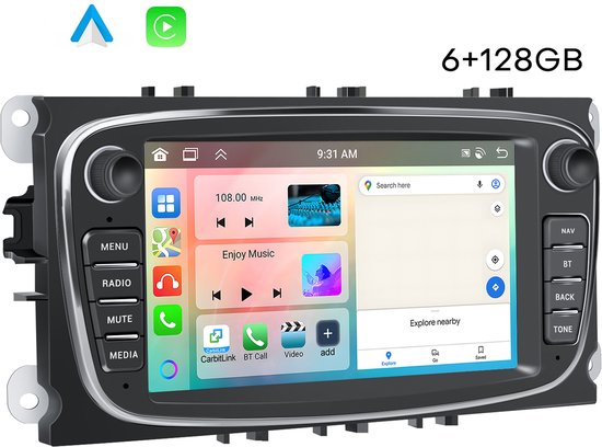 Boscer BSCR-A4219 Android Autoradio 7″ HD Touchscreen 6GB+128GB GPS Ford Focus S-Max Mondeo Galaxy C-Max Kuga