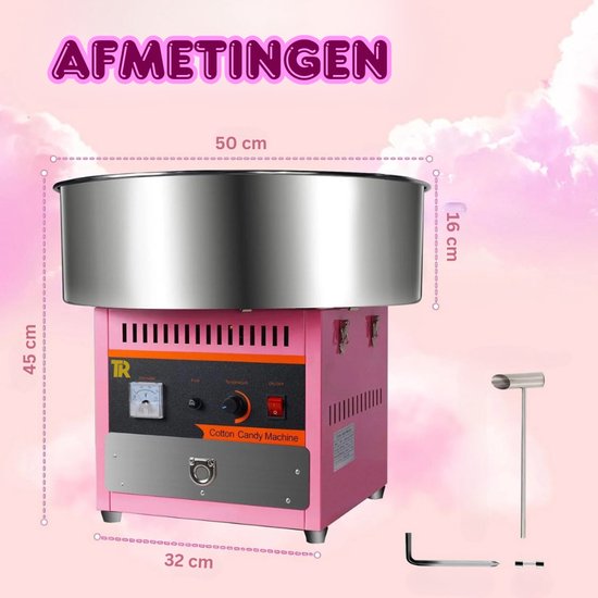 Professionele Suikerspinmachine – 1000W – Ø52cm – RVS – Voor Thuis & Evenementen — afbeelding 3