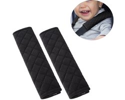 2 stuks Gordelhoezen - Gordelkussen - Schouderhoezen - Auto Gordel Beschermer - 27cm - Autogordel - Gordelbeschermer - Universele - Zwart - Polyester