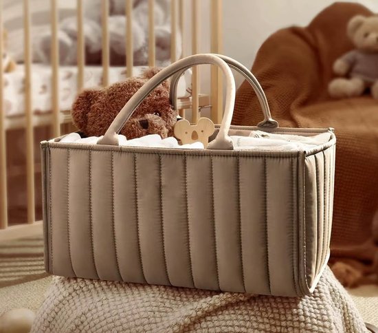 Baby Luiermand - Commodemandje Waterbestendig - Luiertas - Opbergmand - Luier Organizer - Bruin - Kraamcadeau — afbeelding 5