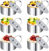 6 pièces - cercle à gâteau en acier inoxydable - cercle de cuisson roue en acier inoxydable - cercle à dessert rond - anneaux de cuisson - forme - acier inoxydable - moule à dessert - moule de cuisson - adapté à la pâtisserie de cuisine DIY - 8X4 cm