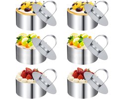 6 stuks - roestvrijstalen taartring - Kookring Edelstaal Wiel - ronde dessertring - Bakringen - vorm - roestvrij staal - dessertvorm - Bakvorm - geschikt voor doe-het-zelf keukenbakken - 8X4 cm