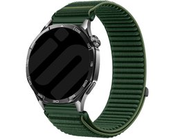 Strap-it Wave Nylon Bandje 22mm – Geschikt voor Samsung Galaxy Watch 3 45mm / 1 46mm / Gear S3 – Amazfit GTR 2/3/4 – Polar Vantage M / Grit X – OnePlus Watch 1/2/3 – Huawei Watch GT 2/3/4/5 46mm – Suunto Run / Race / Vertical / 9 Peak – Donkergroen