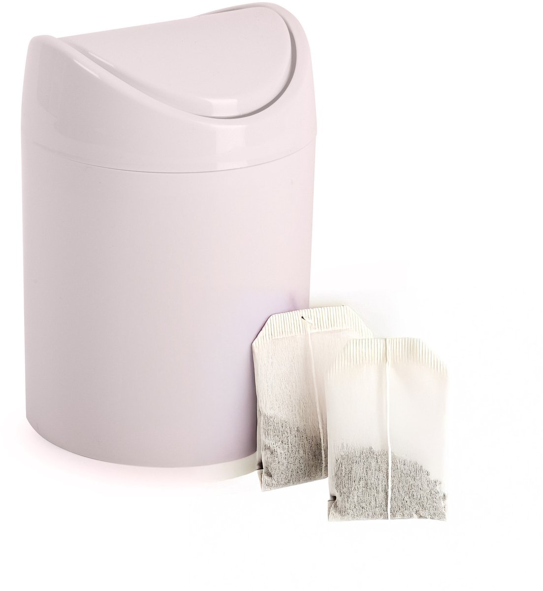 Plasticforte Mini prullenbakje - roze - kunststof - met klepdeksel - keuken aanrecht/tafel model - 14 Liter - 12 x 17 cm
