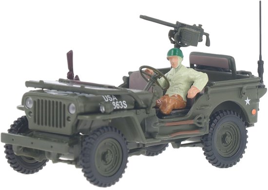 Jeep Willys 4X4 W Open Top + Gun & Man 1-43 Cararama