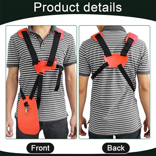 Bosmaaierriem, schouderriem voor bosmaaiers, verstelbare dubbele schouderriem, draagriem, bosmaaieraccessoires, schouderriem voor grasmaaiers, bosmaaier van Merkloos	 — afbeelding 5