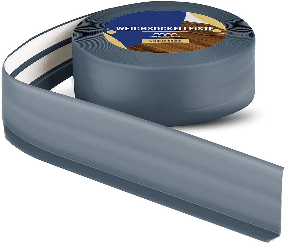 DQ-PP ZACHTE PLINT - 20 m - Grafiet - 50 x 15 mm - PVC - zelfklevend - knikhoek plinten rubberen strip plint hoekprofiel afsluitstrip vloerlijst