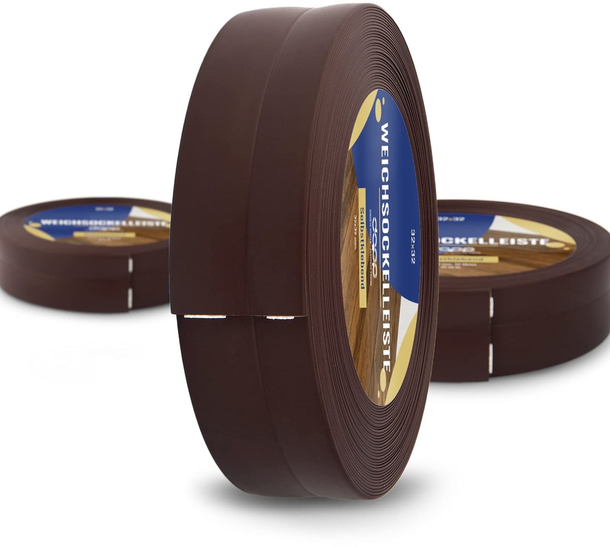 DQ-PP ZACHTE PLINT - 50 m (2xw5m) - Chocolade - 32 x 23 mm - PVC - zelfklevend - knikhoek plinten rubberen strip plint hoekprofiel afsluitstrip vloerlijst