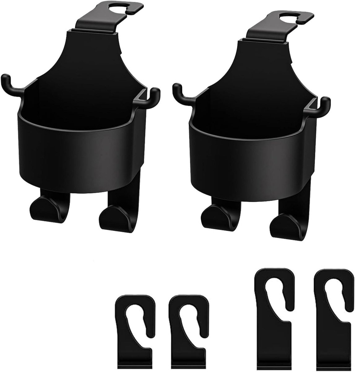 Allecto Plus - 2 stuks auto bekerhouders 3-in-1 met hanghaak voor autobekerhouder - multifunctioneel voor koffiekopjes en blikjes
