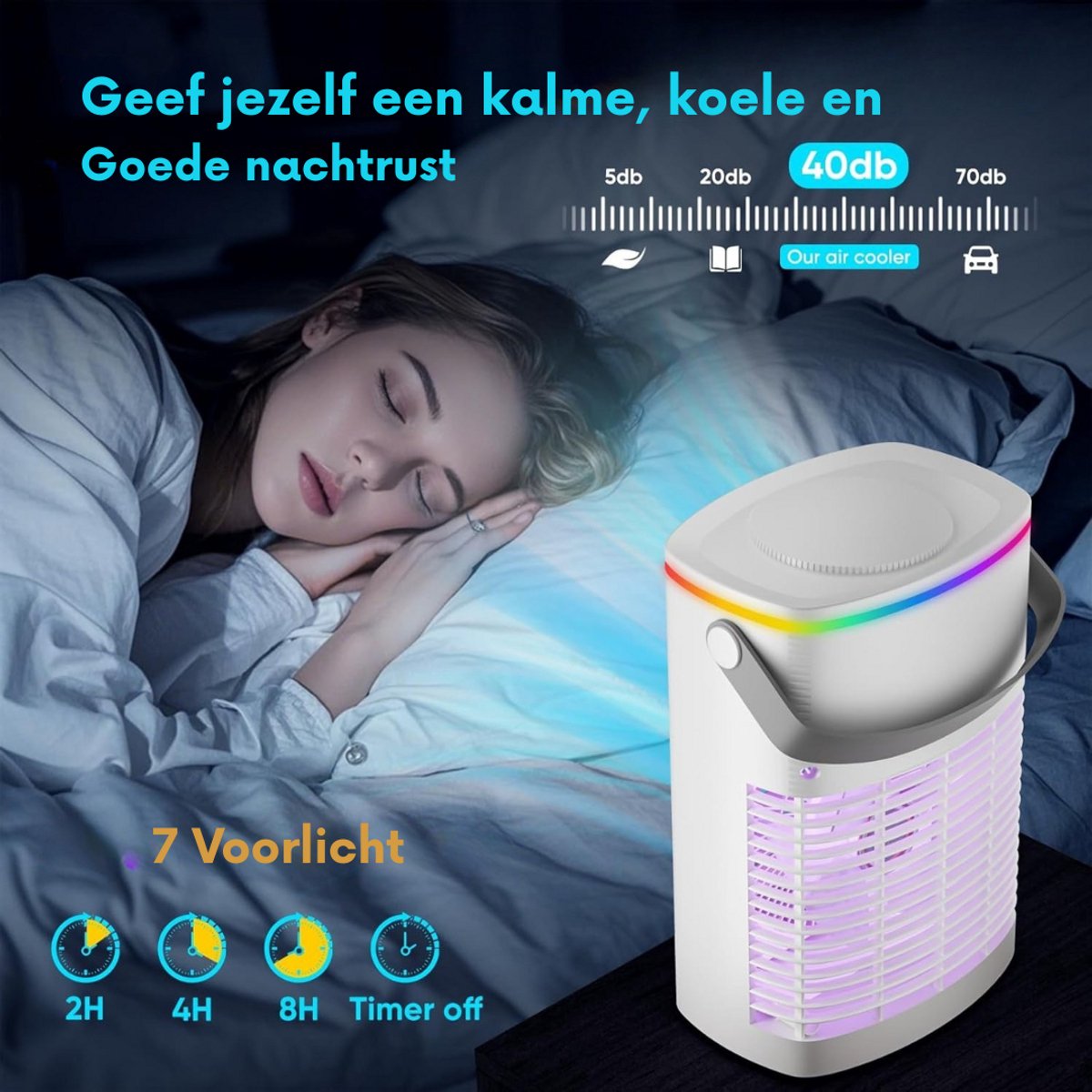 4-in-1 Mobiele Airco Zonder Afvoerslang – Met Afstandsbediening - Mobiele Airco Voor Slaapkamer Zonder Slang – Mini Airco - Ventilator - Airconditioning – Aircooler Met 3 modussen thumbnail 8