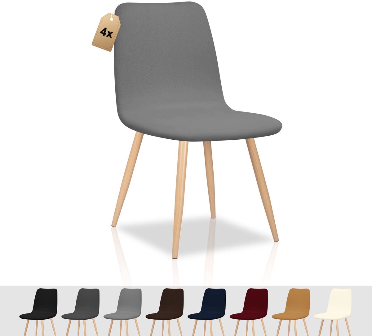 Ibenzoa® Set van 4 Moderne Stoelhoezen, Stretch en Wasbaar voor Diverse Stoelen