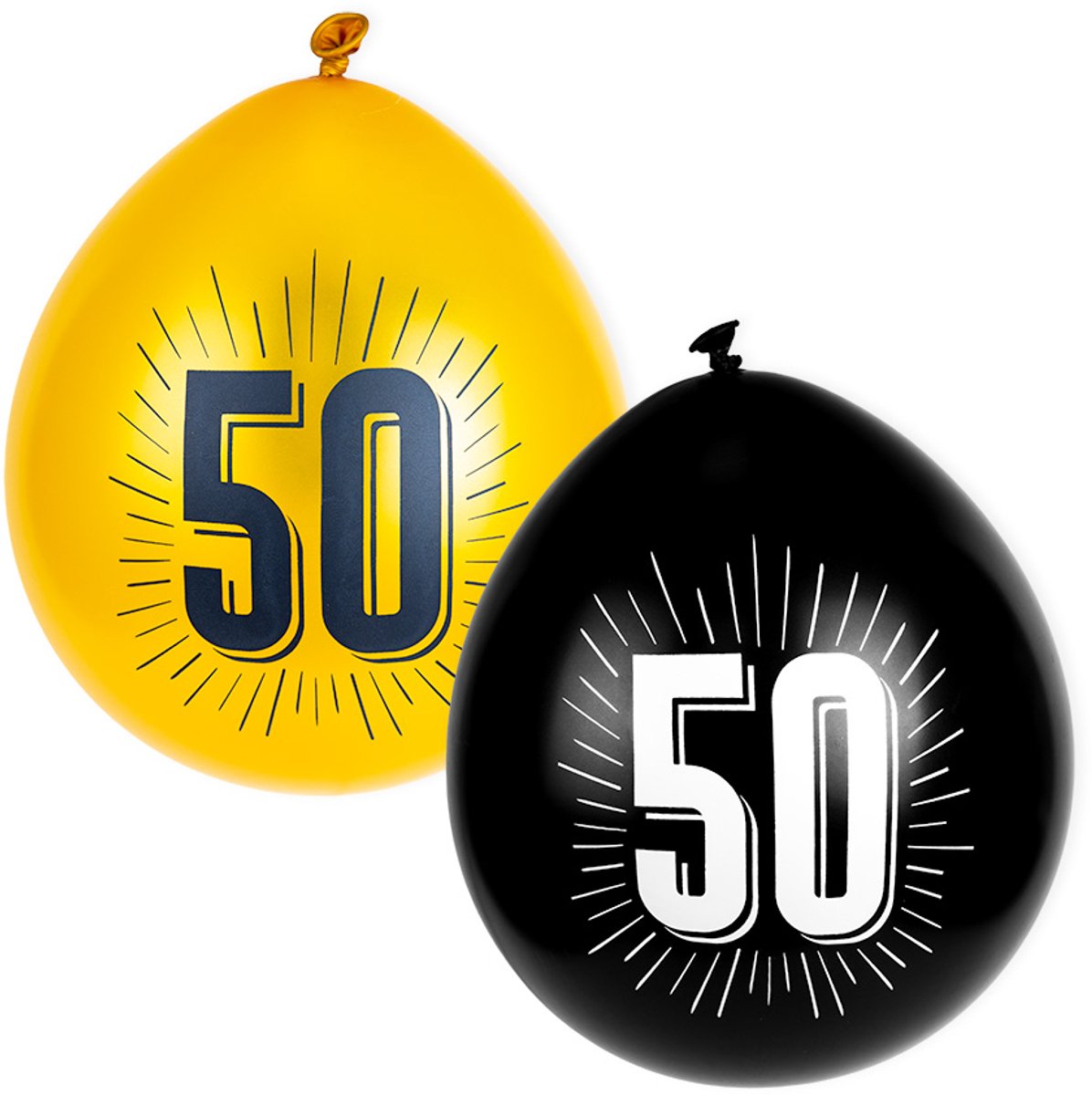 Ballonnen met getal | 50 jaar | 8 stuks | Zwart en Goud