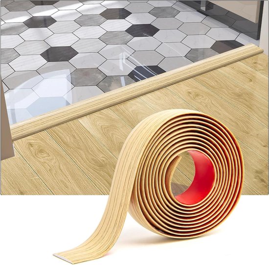 Inovra Plus - Bandes de séparation en vinyle pour sol stratifié - Bandes de séparation plates - 304 x 4 x 0,3 cm - Jaune Aspen