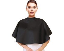 Allecto Plus - Waterdichte Kapmantel voor Kapsel Make-up Kort Schort voor Schoonheidssalons Kappersschort Bescherming voor Visagisten en Schoonheidsspecialisten (Zwart)