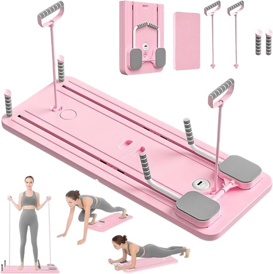 Pilates Board 6 In 1 Con Timer E 6 Posizioni Regolabili – Macchina Reformer Portatile Pieghevole Per Allenamento A Casa