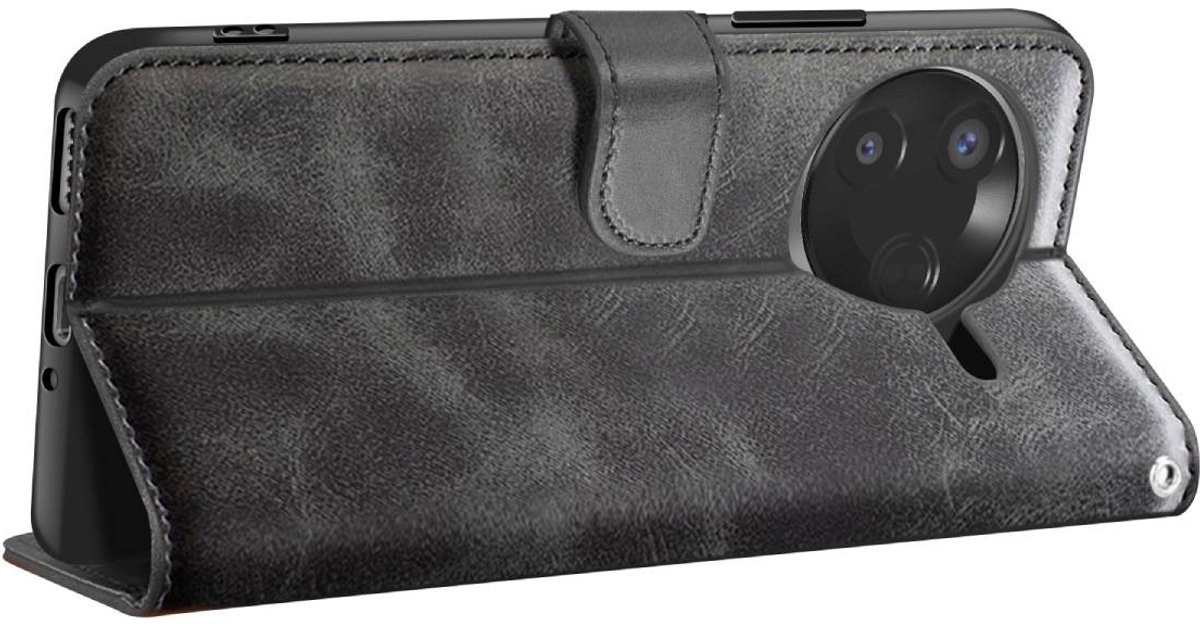 Avizar Portemonneehoesje Geschikt voor Xiaomi Poco F7 Ultra / F7 Pro met Polsband, Zwart