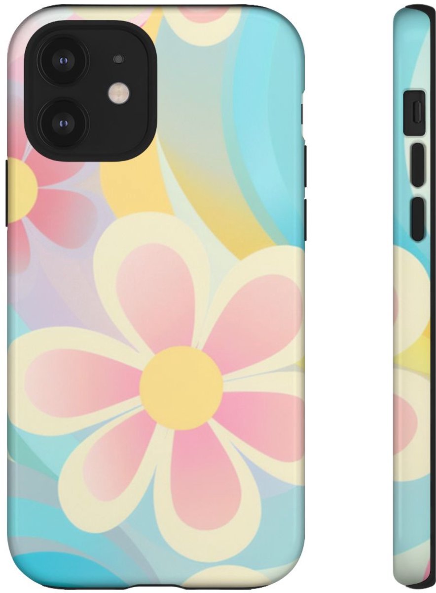 Pastel Groovy Bloemenpatroon – Telefoonhoesje Geschikt voor iPhone 12