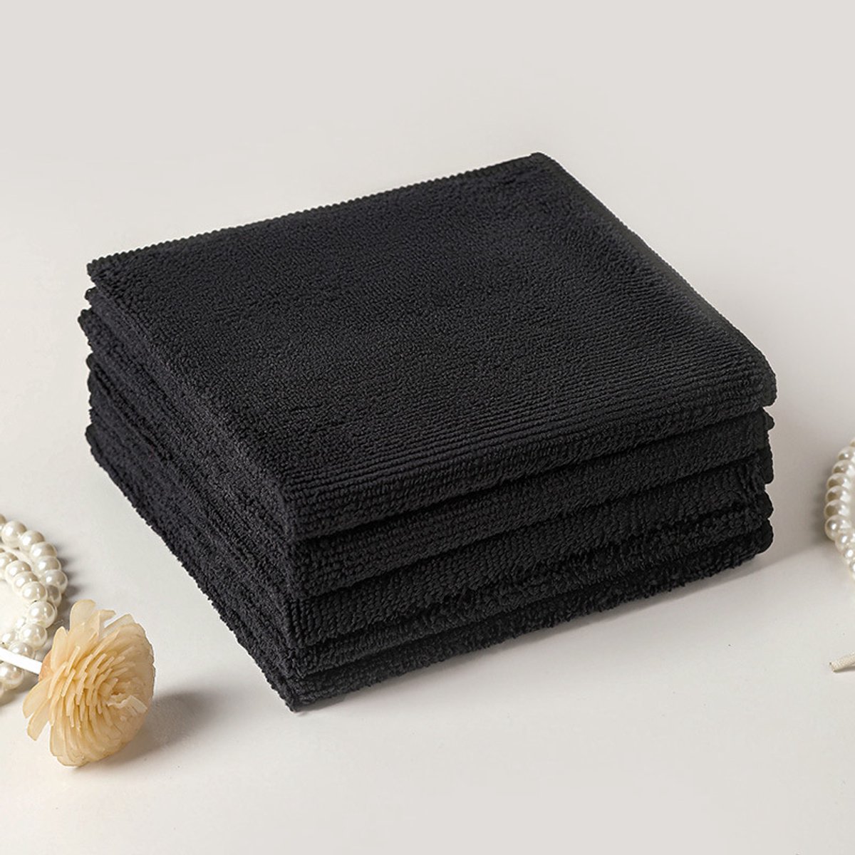 Microvezeldoeken - 20x - zwart - 40 x 40 cm - schoonmaakdoeken - dweiltjes - microvezeldoekjes - Huishouddoekjes - vaatdoekjes