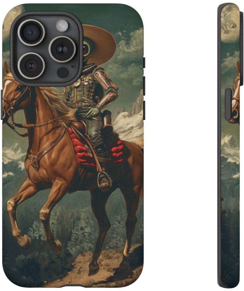 Buitenaardse Cowboy te Paard – Telefoonhoesje Geschikt voor iPhone 15 Pro Max