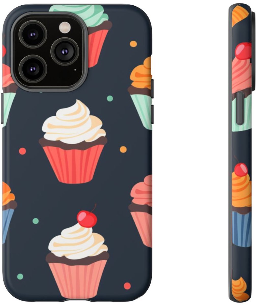 Vrolijk Cupcakepatroon – Telefoonhoesje Geschikt voor iPhone 14 Pro Max