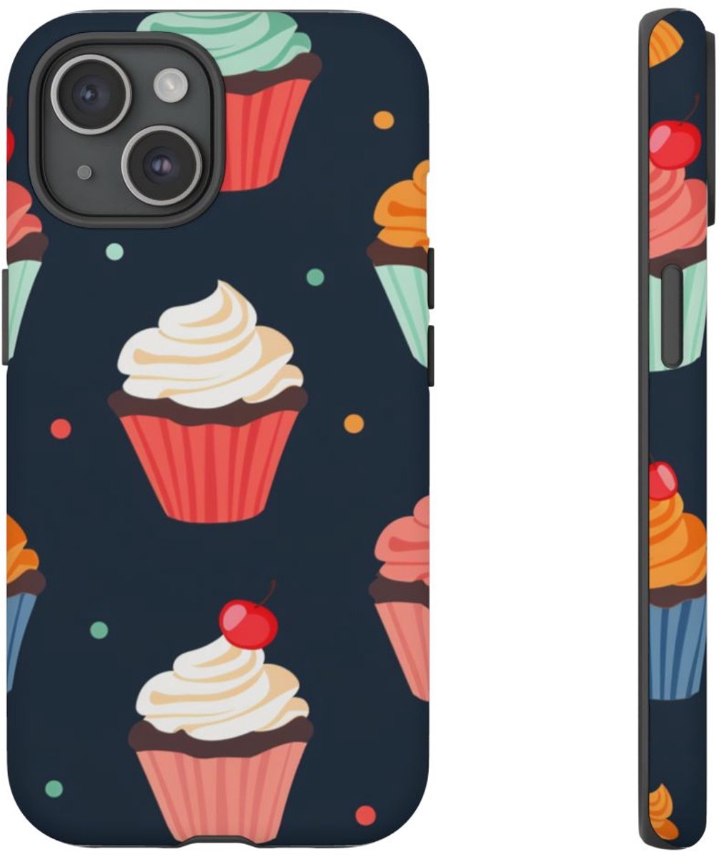 Vrolijk Cupcakepatroon – Telefoonhoesje Geschikt voor iPhone 15