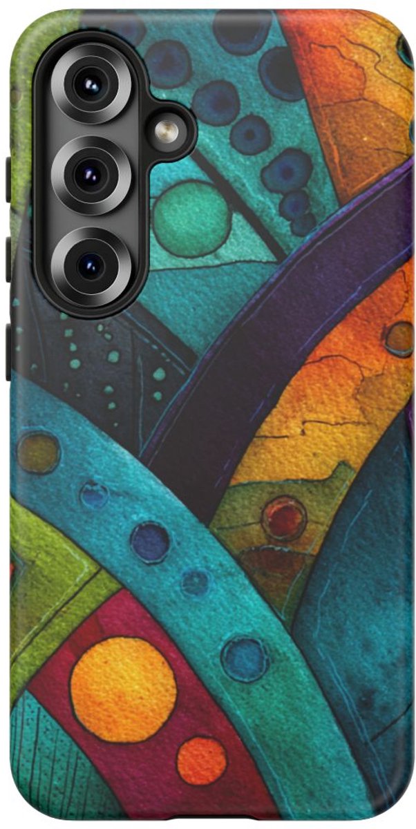 Kleurrijke Abstracte Geometrische Kunst – Telefoonhoesje Geschikt voor Galaxy S25
