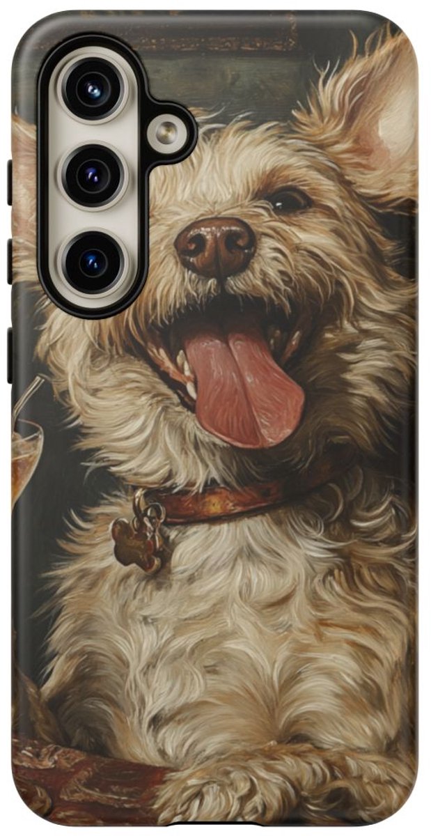 Vrolijke Terrier met Cocktail – Telefoonhoesje Geschikt voor Galaxy S24