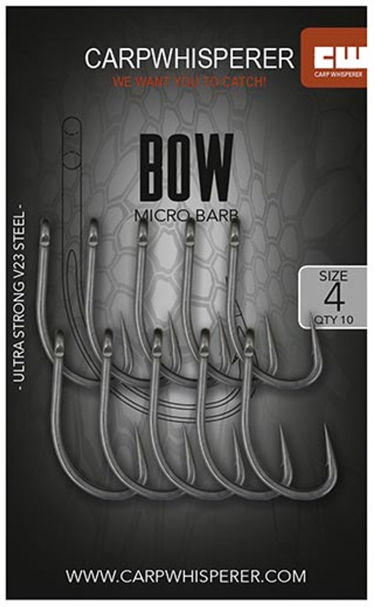 Carp Whisperer - Bow Haak - 10 stuks - Haak Maat: 4 - Black Edition