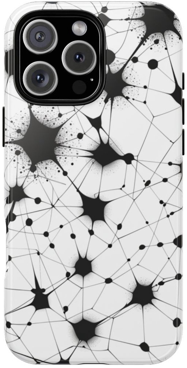 Zwart-Wit Abstract Netwerkpatroon – Telefoonhoesje Geschikt voor iPhone 16 Pro Max