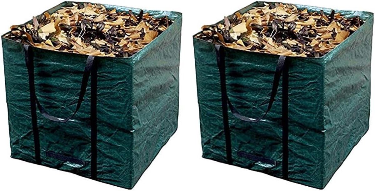 Tuinafvalzak - Scheurvast folieweefsel met 2 draag- en 2 kieplussen - Voor tuinafval - Groen - Vierkant - 245 L