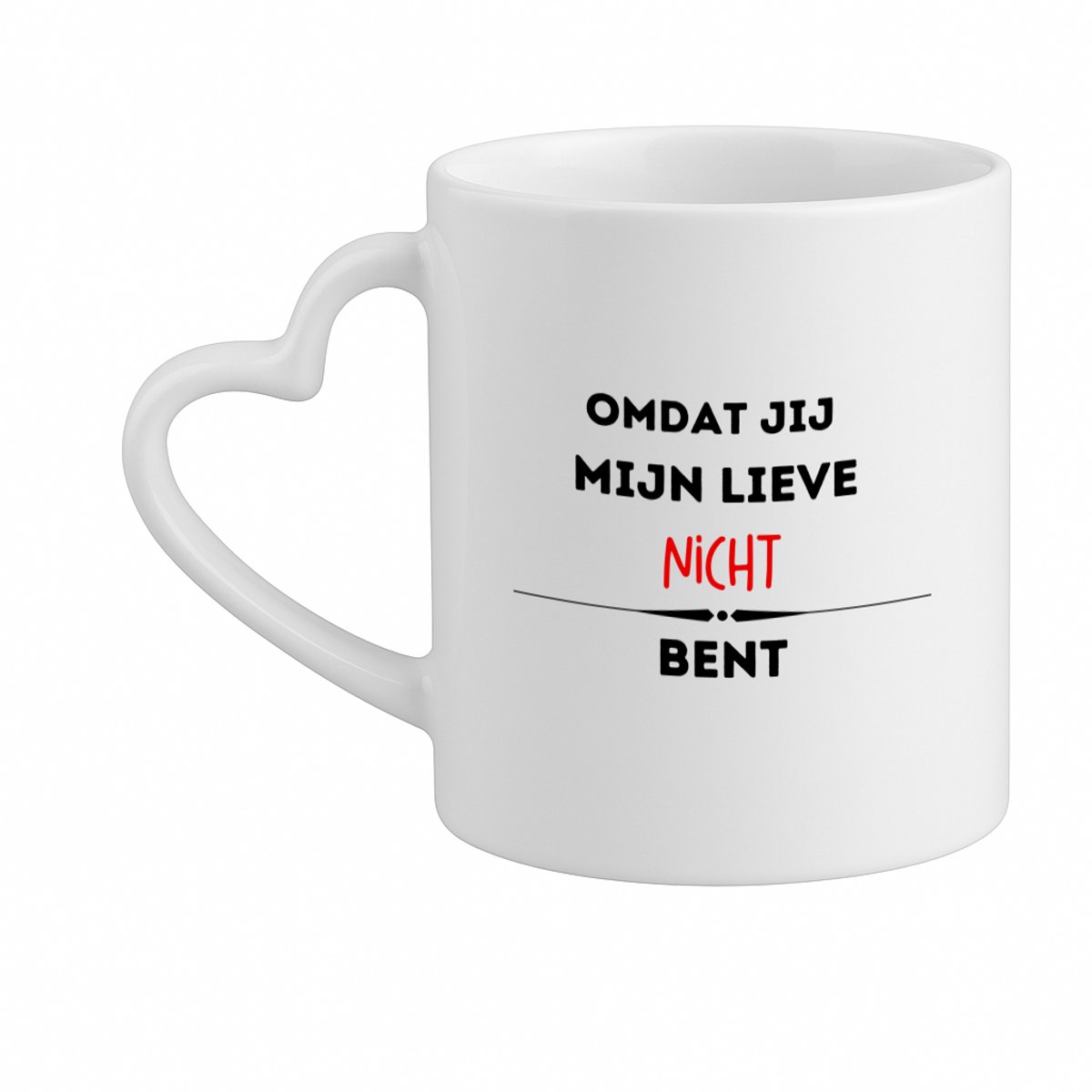 Hacebo® - omdat jij mijn lieve nicht bent koffiebeker met hart oor wit - Nicht - de liefste nicht - thee mok - koffie beker - verjaardag - cadeautje voor nicht - kado - geschenk - koffiemok - 330 ML
