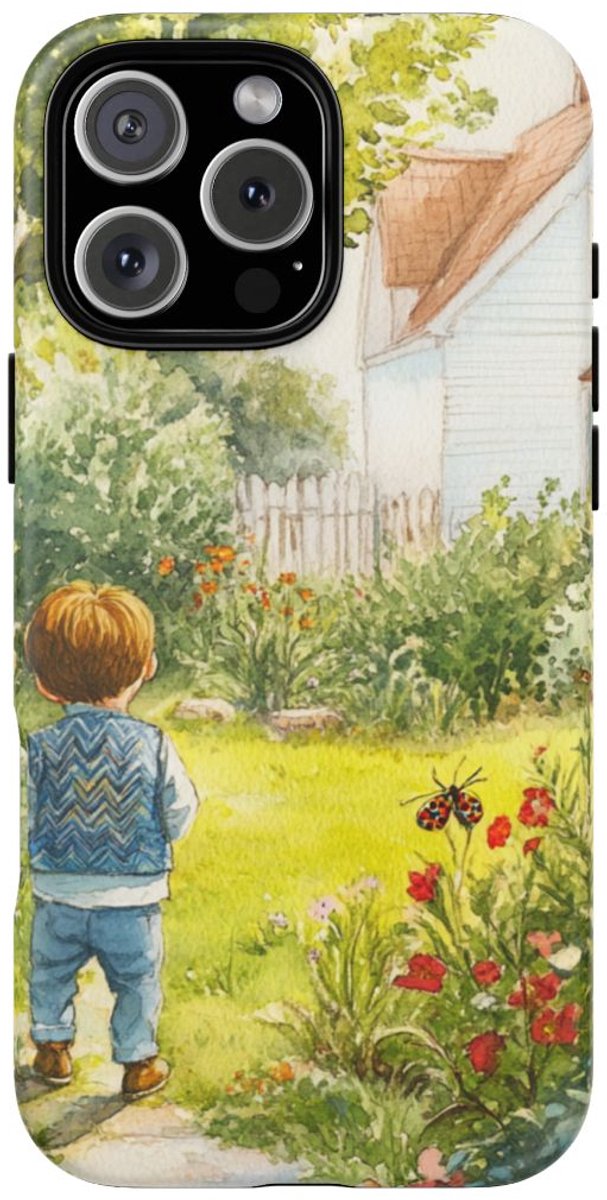 Kind in Waterverftuin – Telefoonhoesje Geschikt voor iPhone 16 Pro Max